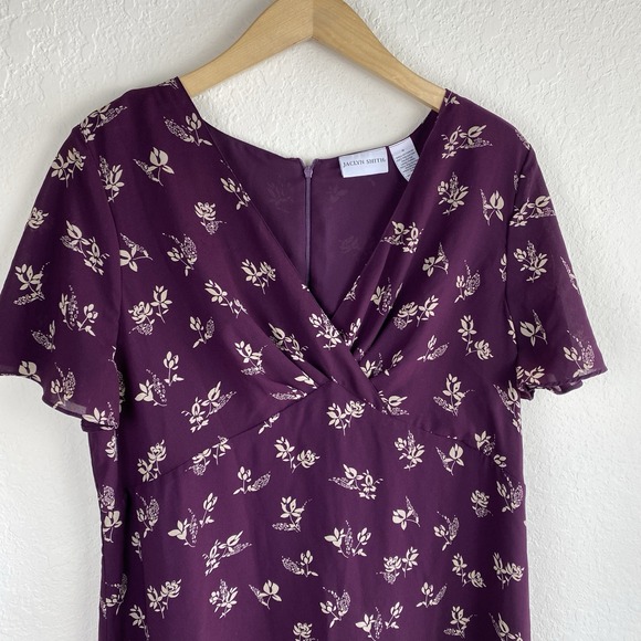 Jaclyn Smith 18 Dress Purple Floral Babydoll Short Sleeve Whimsigoth Y2k 90s - Picture 2 of 4